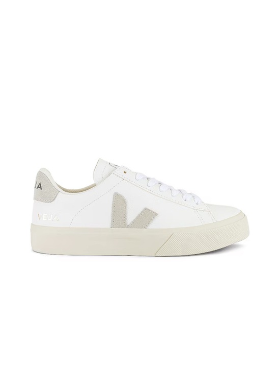 Veja Shoes - Veja White Low-Top Sneakers with Beige Suede 'V'
